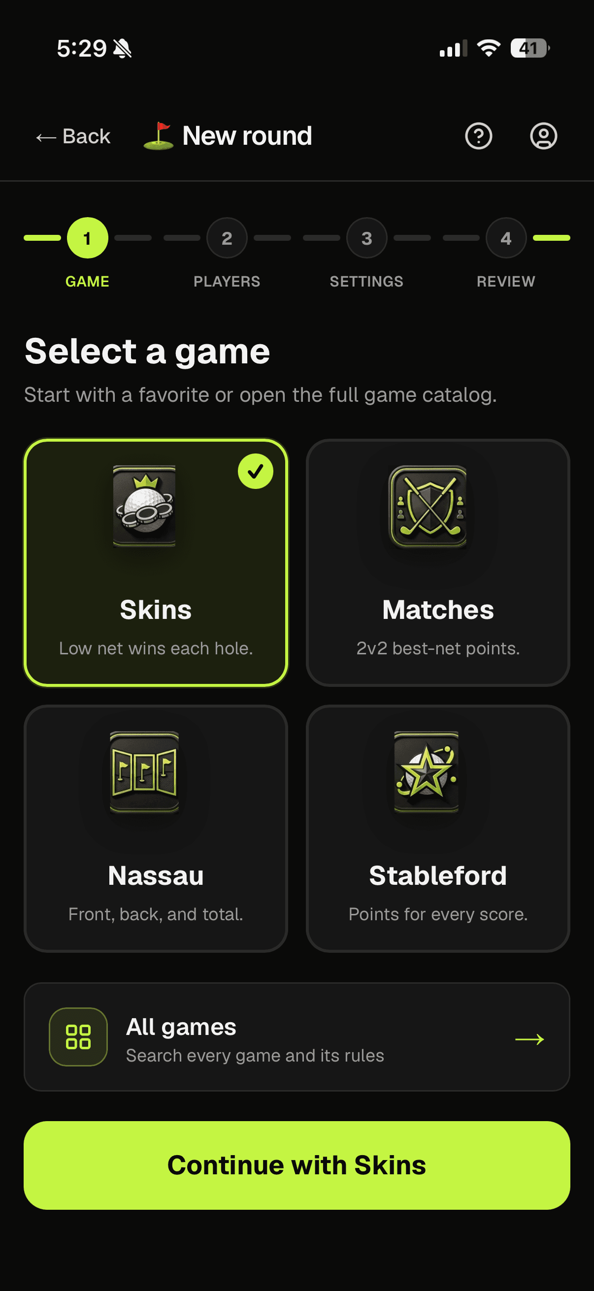 Pick the game